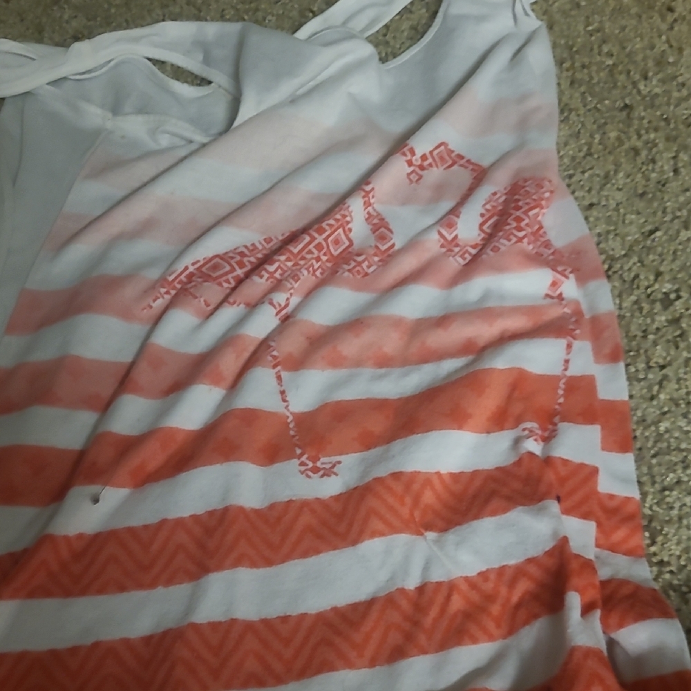 One 5 One Red and White Striped Tank Top
